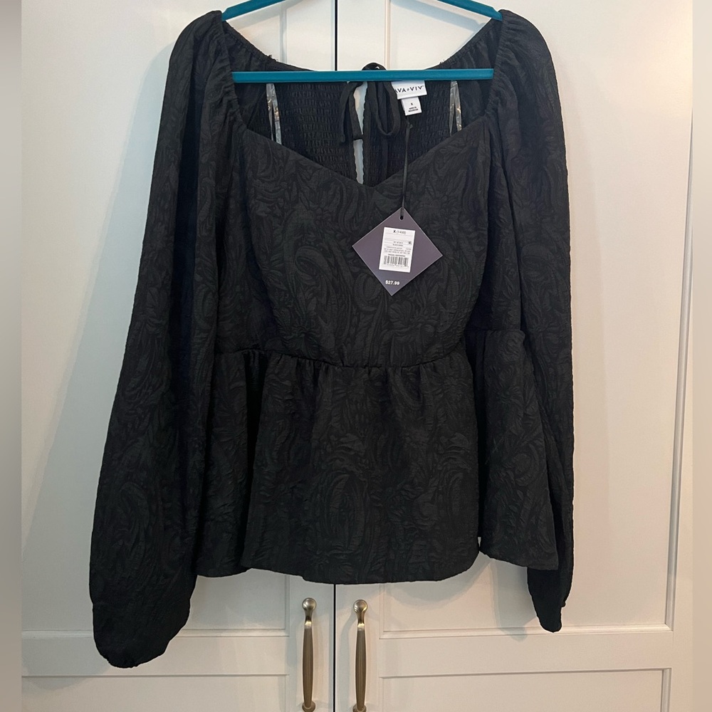 Ava + Viv Black Peplum Blouse